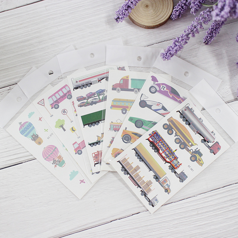 Original Waterproof Children&#039;s Tattoo Stickers Cartoon CarExcavatorFire Truck Mechanical Tool Tattoo Sticker