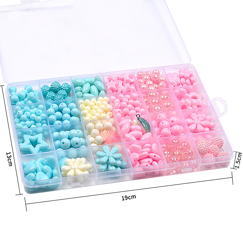24 Grid Acrylic Beaded Children&#039;s Beaded Toys DIY Handmade Girl Bead-Stringing Toy Wear Necklace Bracelet Puzzle