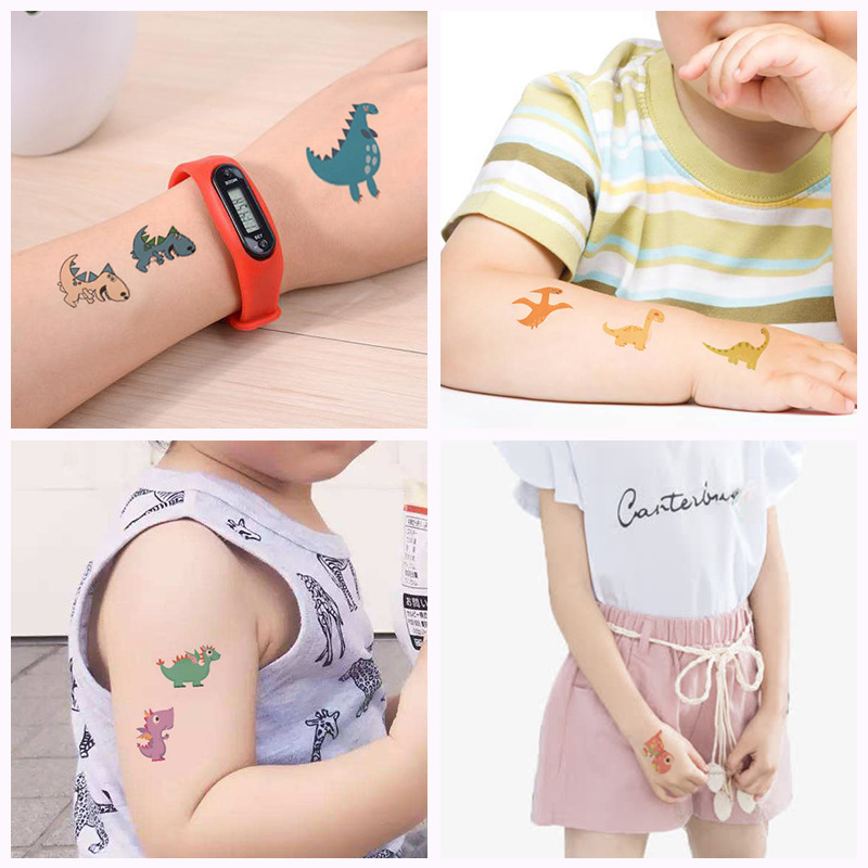 Waterproof Children Cute Cartoon Unique Tyrannosaurus Animal Theme Party 3D Sticker Paper Dinosaur Tattoo Sticker
