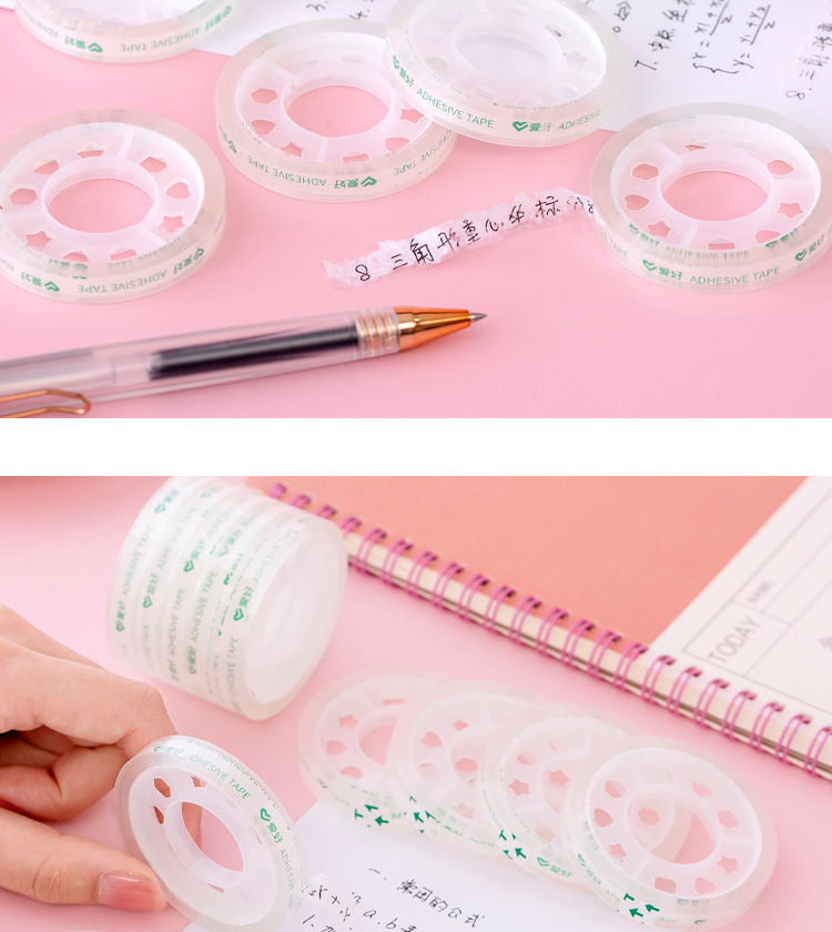 Ming Tape Small Roll Tape for Students, Laminating Film Wide, Thin and Narrow Transparent Tape Cutter Office Sealing Stationery