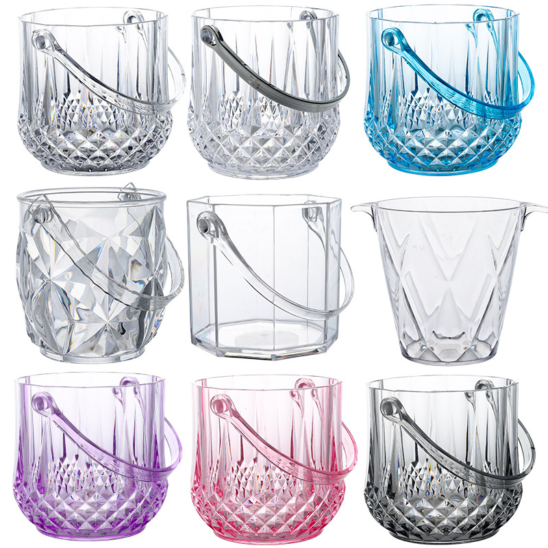 Acrylic Ice Bucket Bar KTV Plastic Ice Bucket Transparent Diamond Ice Bucket Ice Cube Champagne Bucket Beer Barrel