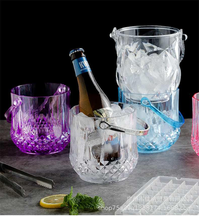 Acrylic Ice Bucket Bar KTV Plastic Ice Bucket Transparent Diamond Ice Bucket Ice Cube Champagne Bucket Beer Barrel