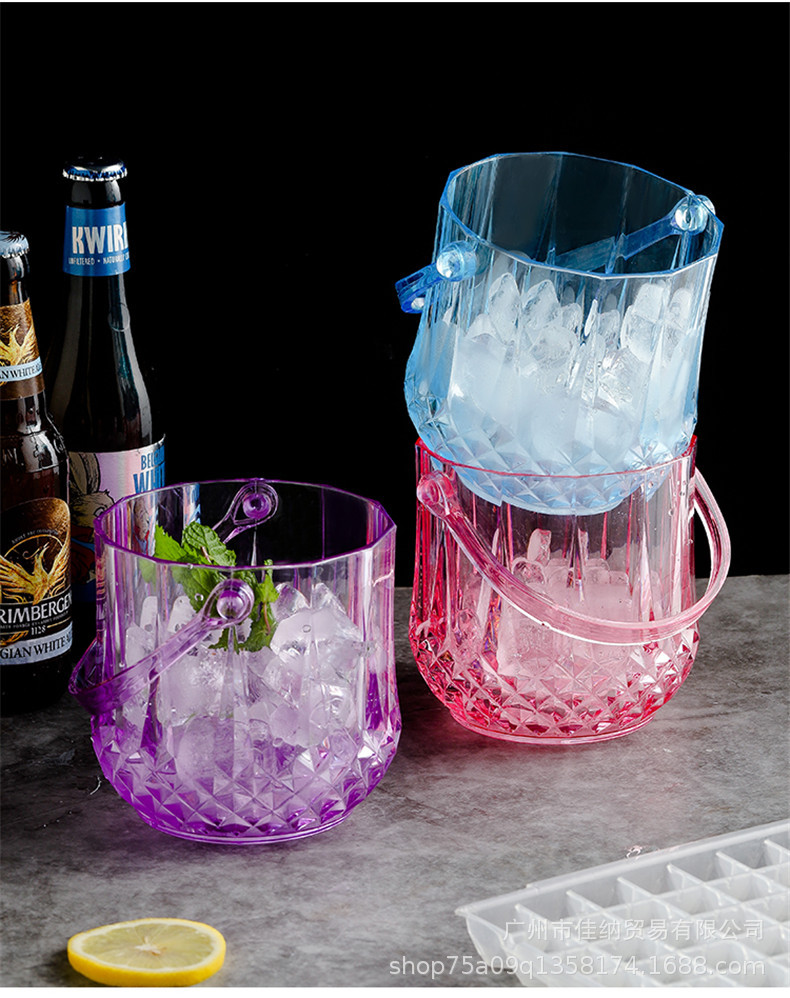 Acrylic Ice Bucket Bar KTV Plastic Ice Bucket Transparent Diamond Ice Bucket Ice Cube Champagne Bucket Beer Barrel