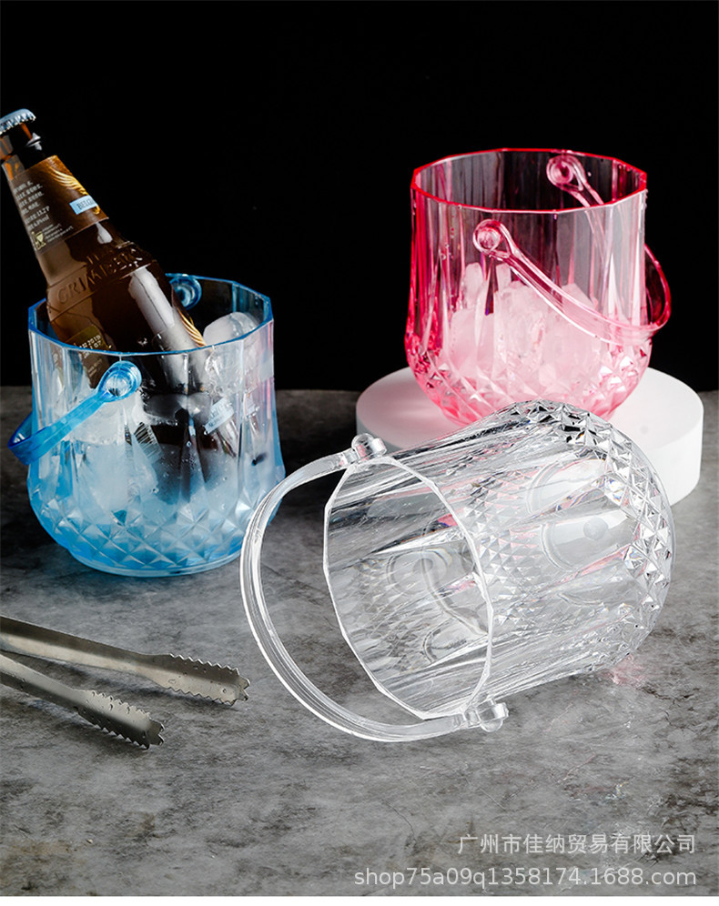 Acrylic Ice Bucket Bar KTV Plastic Ice Bucket Transparent Diamond Ice Bucket Ice Cube Champagne Bucket Beer Barrel