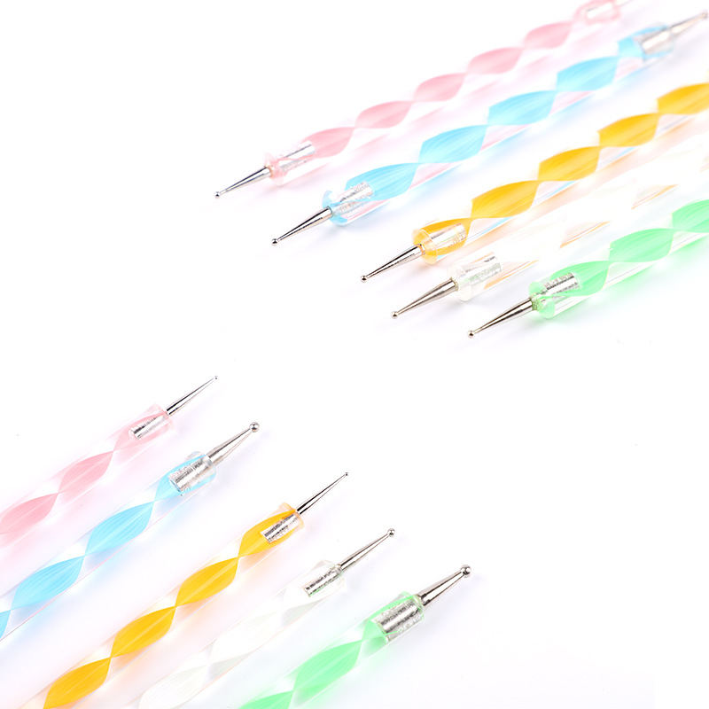 Manicure Brush 5 PCs Set Nail Art Rhinestones Picking Pen Acrylic Point Drill Pen Factory Wholesale