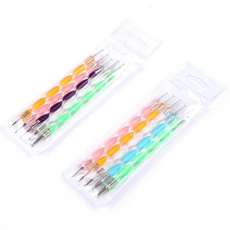Manicure Brush 5 PCs Set Nail Art Rhinestones Picking Pen Acrylic Point Drill Pen Factory Wholesale