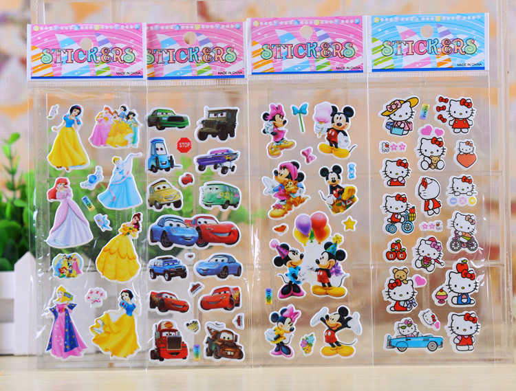 Factory Direct Sales Children's Cartoon Stickers Puzzle 3D Stickers Kindergarten Reward Bubble Sticker Wholesale