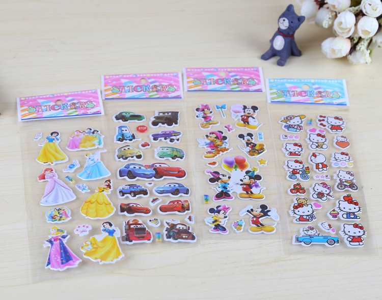 Factory Direct Sales Children's Cartoon Stickers Puzzle 3D Stickers Kindergarten Reward Bubble Sticker Wholesale