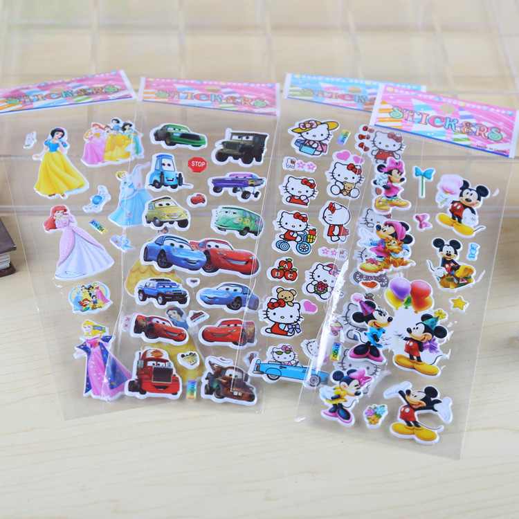 Factory Direct Sales Children's Cartoon Stickers Puzzle 3D Stickers Kindergarten Reward Bubble Sticker Wholesale