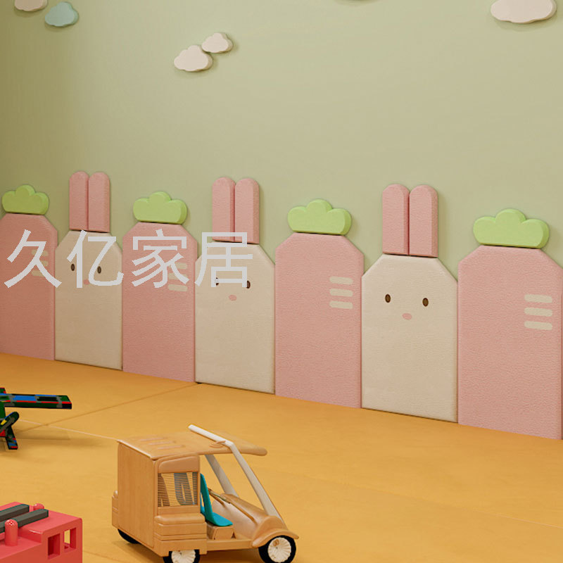 Cartoon Rabbit Radish Tatami Soft Case Backrest Kindergarten Crash Protection Wall Sticker Children&#039;s Room Bedside Backrest Stickers