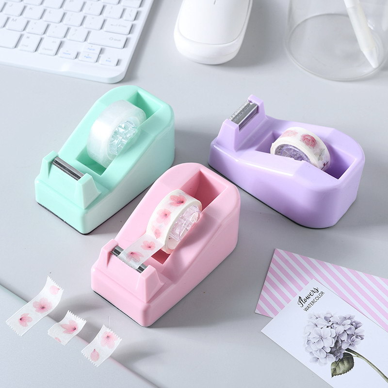Cross-Border Dedicated Ins Style Macaron Color Small Tape Base Creative Color Desktop Office Plastic Cutter
