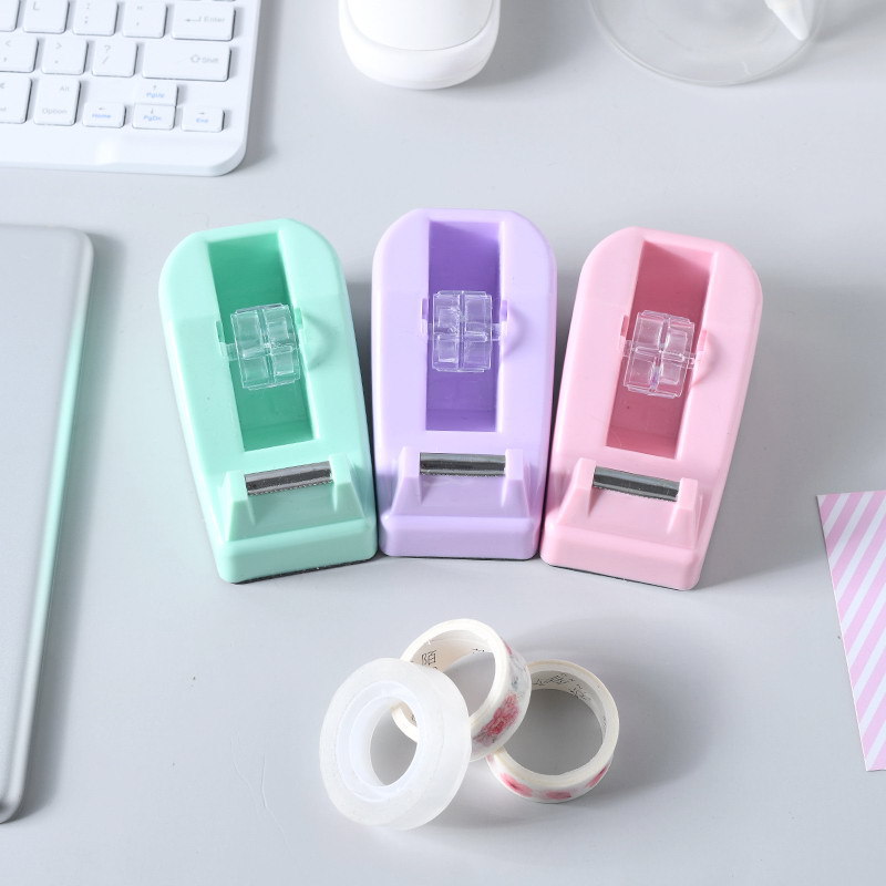 Cross-Border Dedicated Ins Style Macaron Color Small Tape Base Creative Color Desktop Office Plastic Cutter