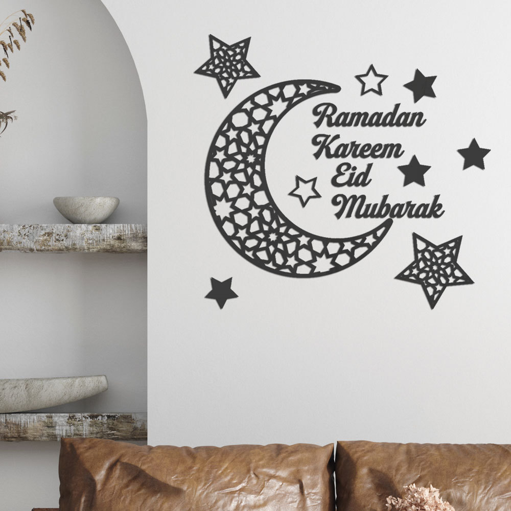 Mirror Stickers Moose Ramadan Kareem Crescent Acrylic Mirror Stickers 3D Three-Dimensional Self-Adhesive Wall Stickers