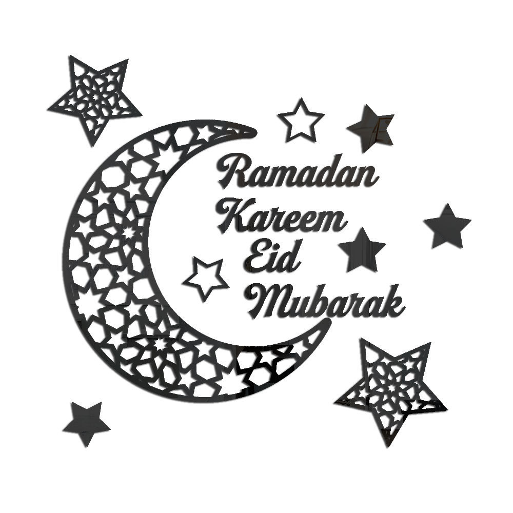Mirror Stickers Moose Ramadan Kareem Crescent Acrylic Mirror Stickers 3D Three-Dimensional Self-Adhesive Wall Stickers