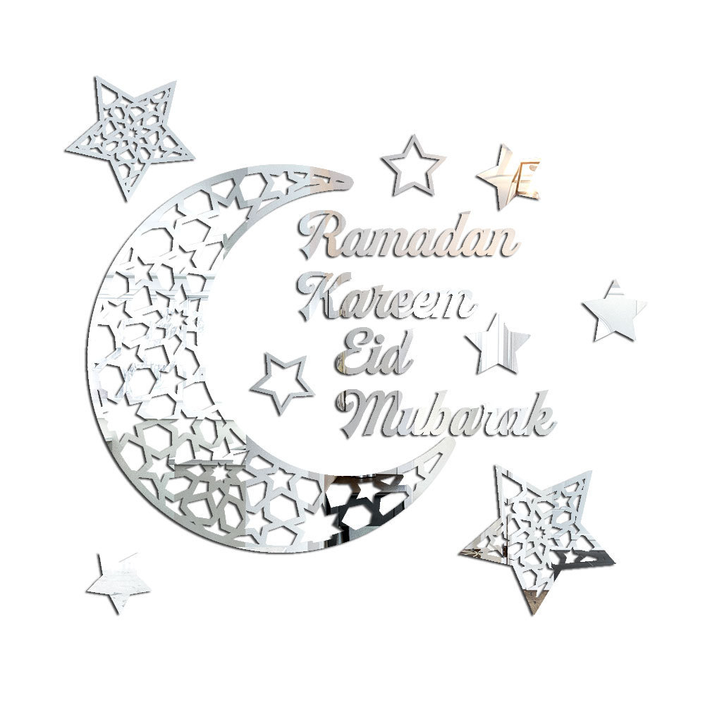 Mirror Stickers Moose Ramadan Kareem Crescent Acrylic Mirror Stickers 3D Three-Dimensional Self-Adhesive Wall Stickers