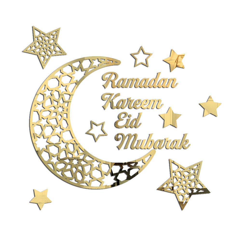 Mirror Stickers Moose Ramadan Kareem Crescent Acrylic Mirror Stickers 3D Three-Dimensional Self-Adhesive Wall Stickers