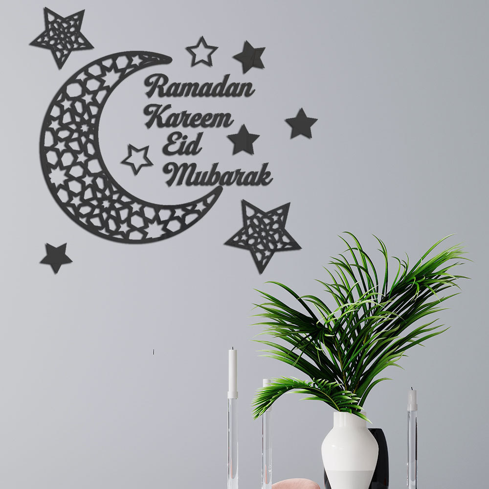 Mirror Stickers Moose Ramadan Kareem Crescent Acrylic Mirror Stickers 3D Three-Dimensional Self-Adhesive Wall Stickers