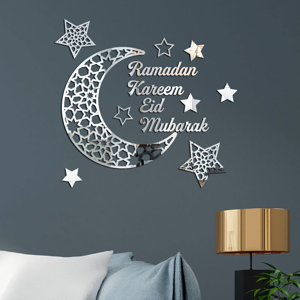 Mirror Stickers Moose Ramadan Kareem Crescent Acrylic Mirror Stickers 3D Three-Dimensional Self-Adhesive Wall Stickers