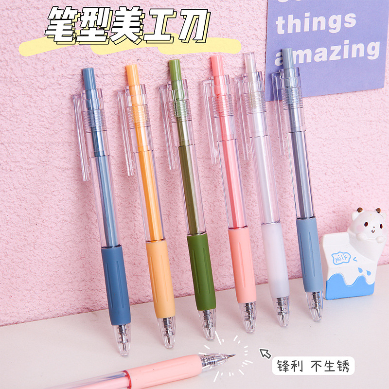 Art Knife Pressing Pen Knife Graver Good-looking Morandi Hand Account Pencil Knife Paper Cutter Cutting Tape Split Express