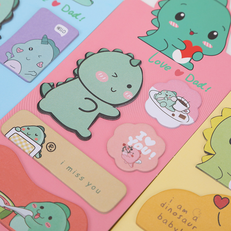 Factory Direct Supply Creative Cartoon Animal Sticky Notes Student Note Sticker Tearable Multi-Shape Note in Stock Wholesale