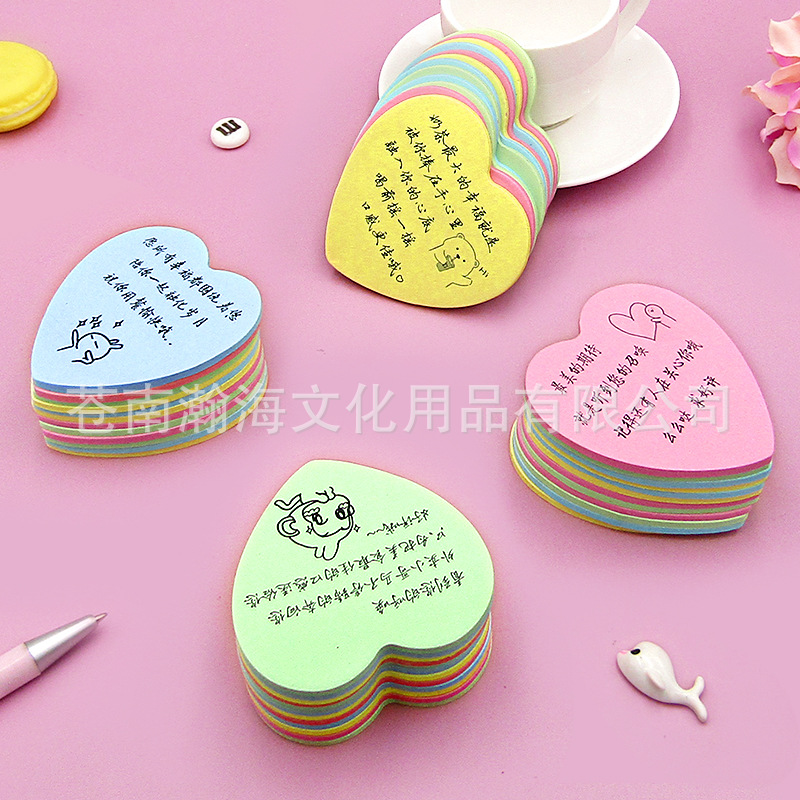 Takeaway Heart-Shaped Custom Color Convenient Creative Milk Tea Nth Sticker Catering Portable Note Pad Customizable Logo