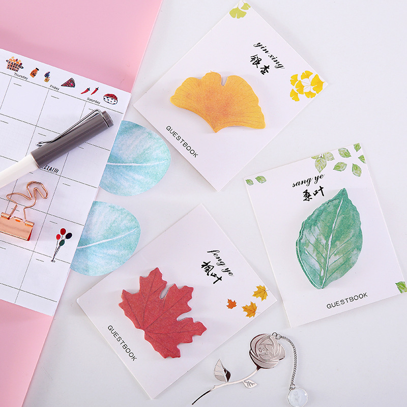 Creative Leaves Sticky Note Partysu Simulated Leaves Post-It Notes Note Sticker Message Memo Note Stationery