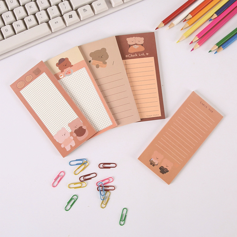 Korean Cute Bear Notepad Note Sticker Student Message Book Carry Post-It Notes Strip Notebook
