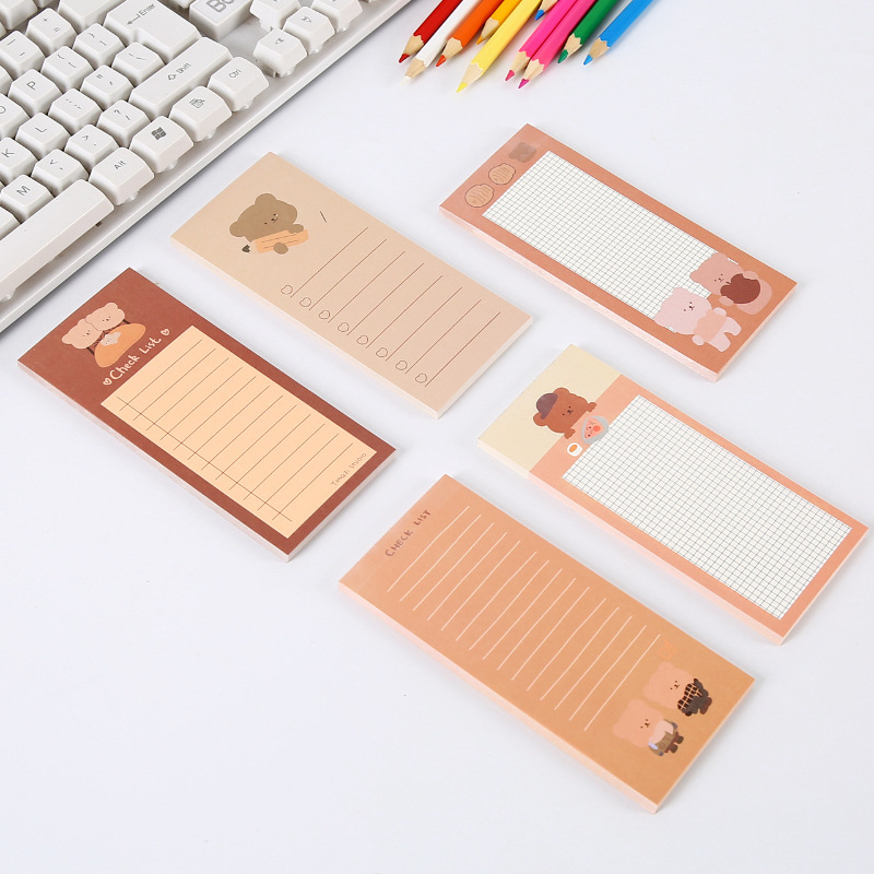 Korean Cute Bear Notepad Note Sticker Student Message Book Carry Post-It Notes Strip Notebook
