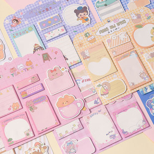 Korean Cute Bear Notepad Note Sticker Student Message Book Carry Post-It Notes Strip Notebook