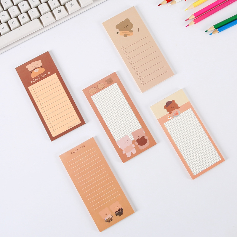 Korean Cute Bear Notepad Note Sticker Student Message Book Carry Post-It Notes Strip Notebook
