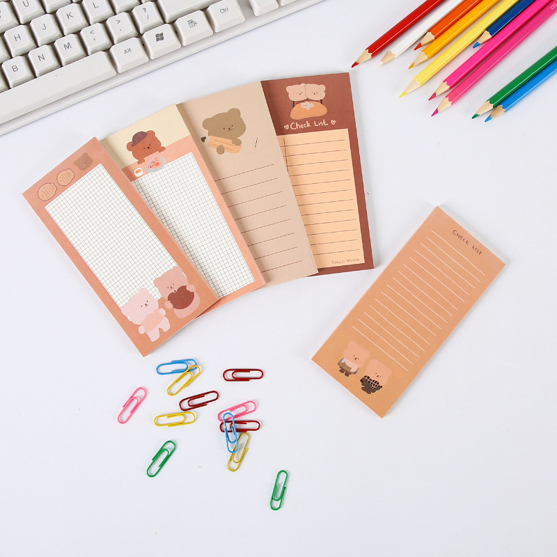 Korean Cute Bear Notepad Note Sticker Student Message Book Carry Post-It Notes Strip Notebook