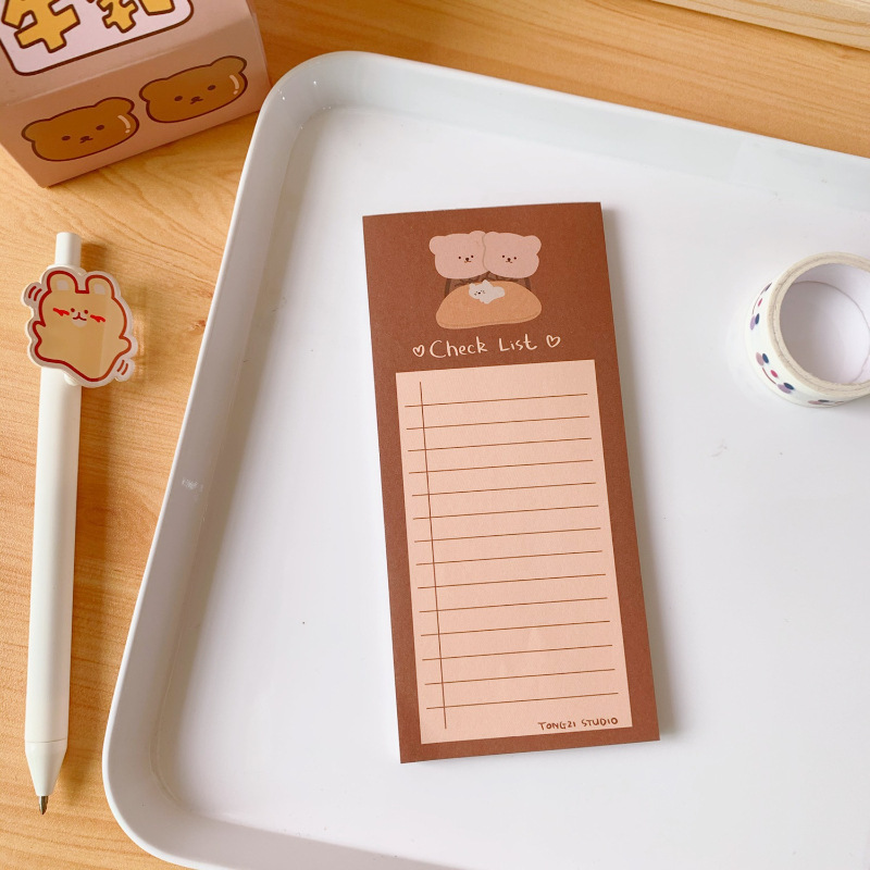 Korean Cute Bear Notepad Note Sticker Student Message Book Carry Post-It Notes Strip Notebook