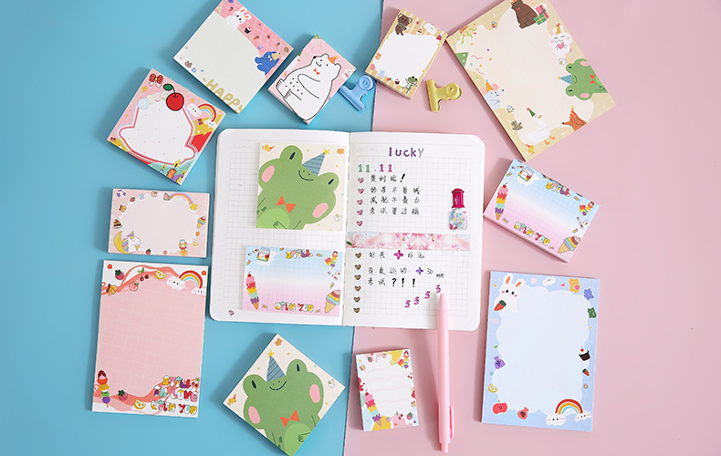 Creative Arts Youth Cartoon Series Sticky Notes Large Student Note Sticker Office Message-Leaving Sticky Note Stationery Stickers