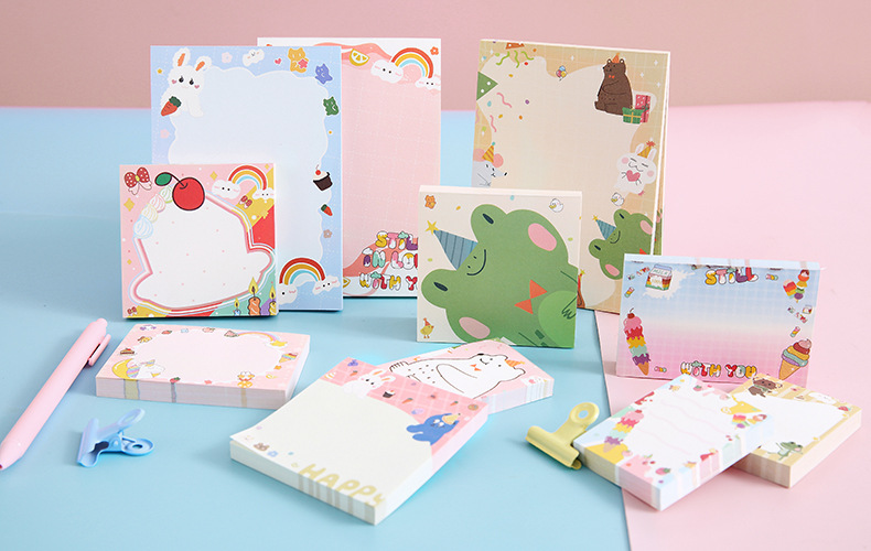 Creative Arts Youth Cartoon Series Sticky Notes Large Student Note Sticker Office Message-Leaving Sticky Note Stationery Stickers