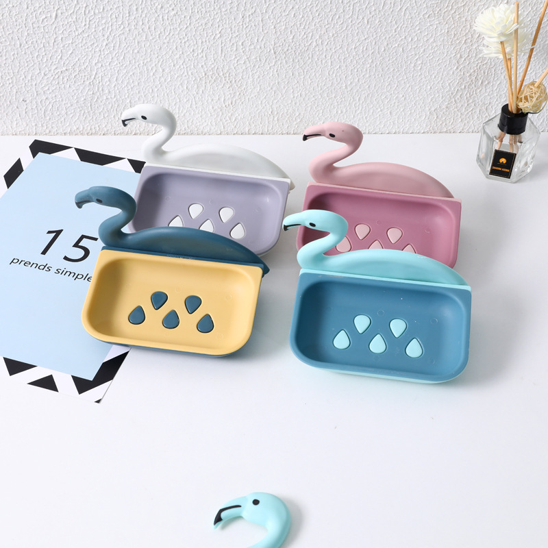 Punch-Free Drain Swan Soap Dish, Transparent Wall-Mounted Soap Box