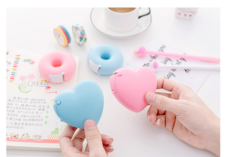 Creative cartoon stationery portable donut tape holder invisible tape cutter with small adhesive tape inside Creative cartoon stationery portable donut tape holder invisible tape cutter with small adhesive tape inside
