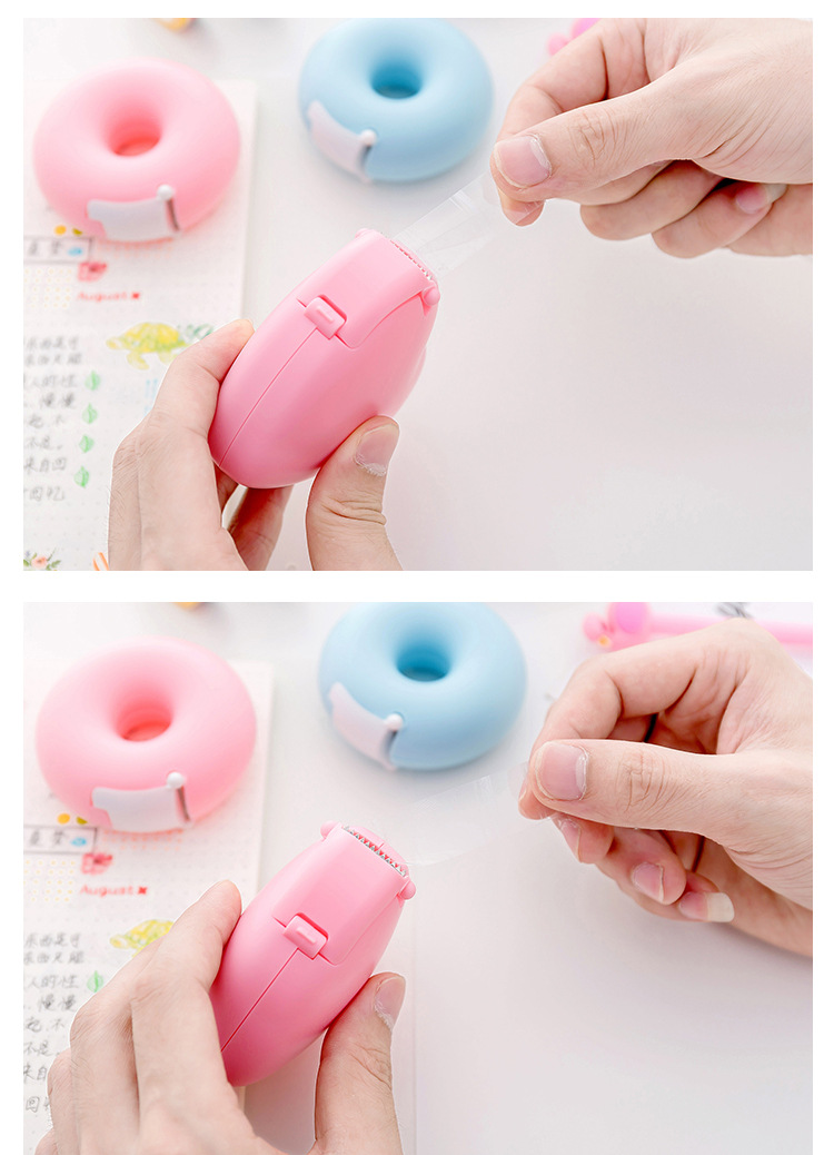 Creative cartoon stationery portable donut tape holder invisible tape cutter with small adhesive tape inside Creative cartoon stationery portable donut tape holder invisible tape cutter with small adhesive tape inside