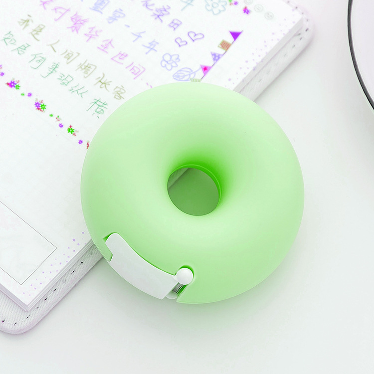 Creative cartoon stationery portable donut tape holder invisible tape cutter with small adhesive tape inside Creative cartoon stationery portable donut tape holder invisible tape cutter with small adhesive tape inside