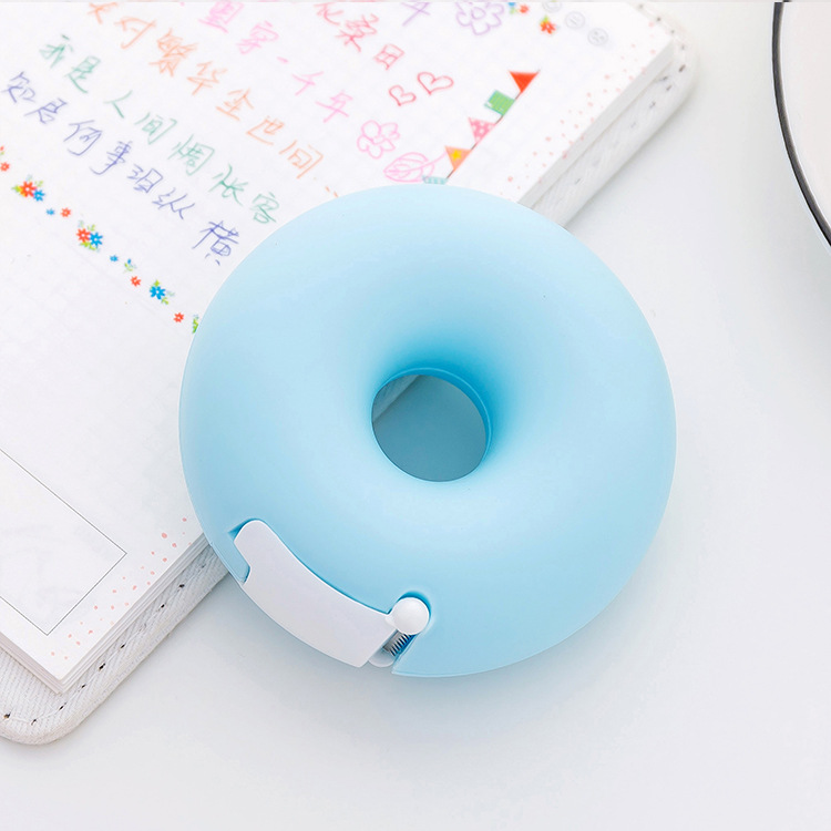 Creative cartoon stationery portable donut tape holder invisible tape cutter with small adhesive tape inside Creative cartoon stationery portable donut tape holder invisible tape cutter with small adhesive tape inside
