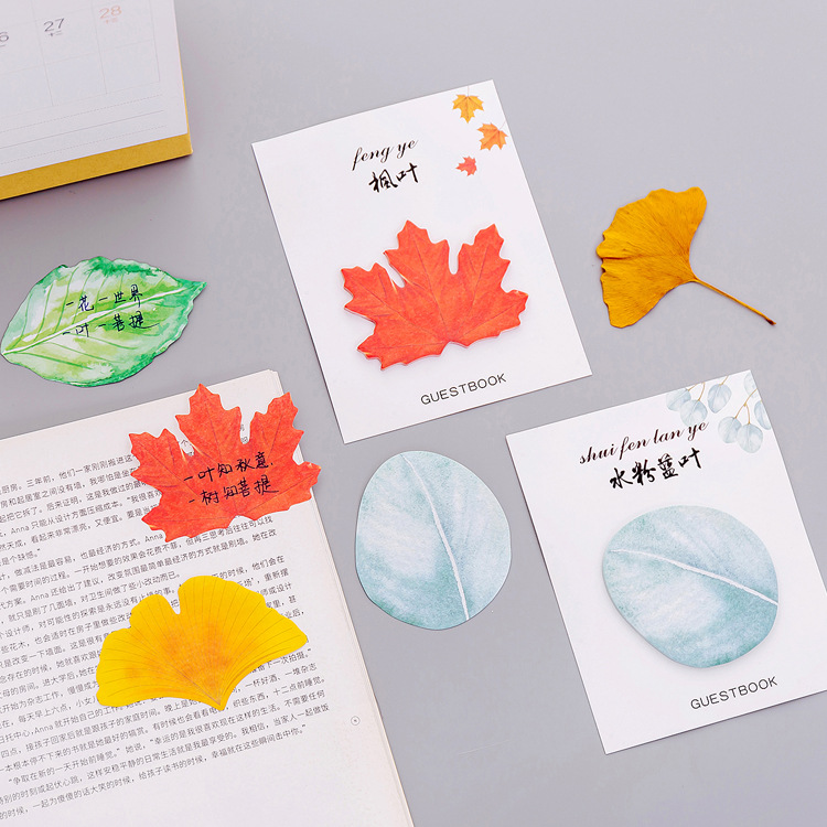 Zhishun Cute Creative Fresh Leaf-Shape Sticky Note Simulated Leaves Post-It Notes Note Sticker Message Sticker Stationery
