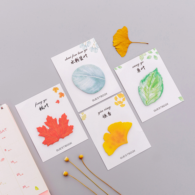 Zhishun Cute Creative Fresh Leaf-Shape Sticky Note Simulated Leaves Post-It Notes Note Sticker Message Sticker Stationery