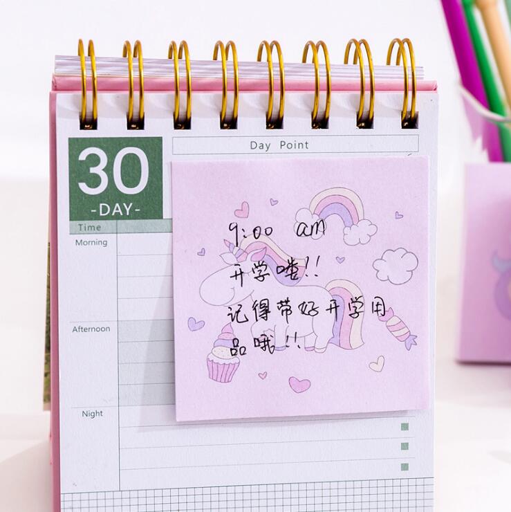 Japanese and Korean Creative New Cartoon Unicorn Square Notepad Sticky Notes Note Sticker Student Message Post-It Notes