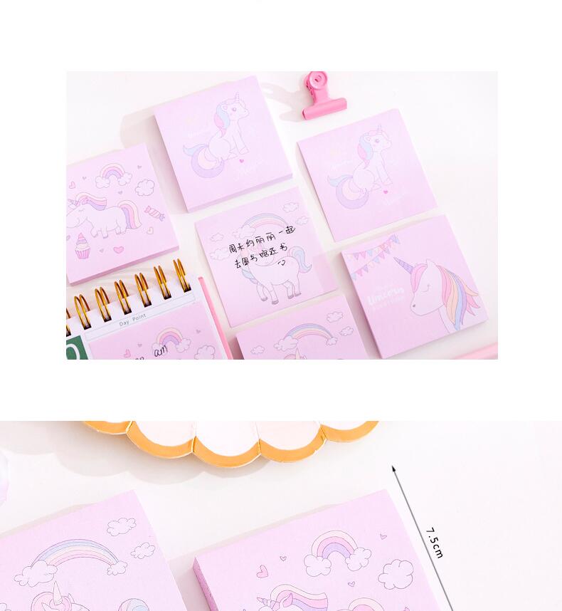 Japanese and Korean Creative New Cartoon Unicorn Square Notepad Sticky Notes Note Sticker Student Message Post-It Notes