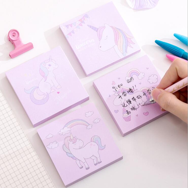 Japanese and Korean Creative New Cartoon Unicorn Square Notepad Sticky Notes Note Sticker Student Message Post-It Notes