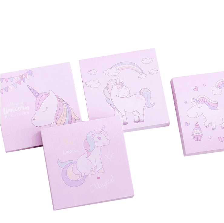 Japanese and Korean Creative New Cartoon Unicorn Square Notepad Sticky Notes Note Sticker Student Message Post-It Notes