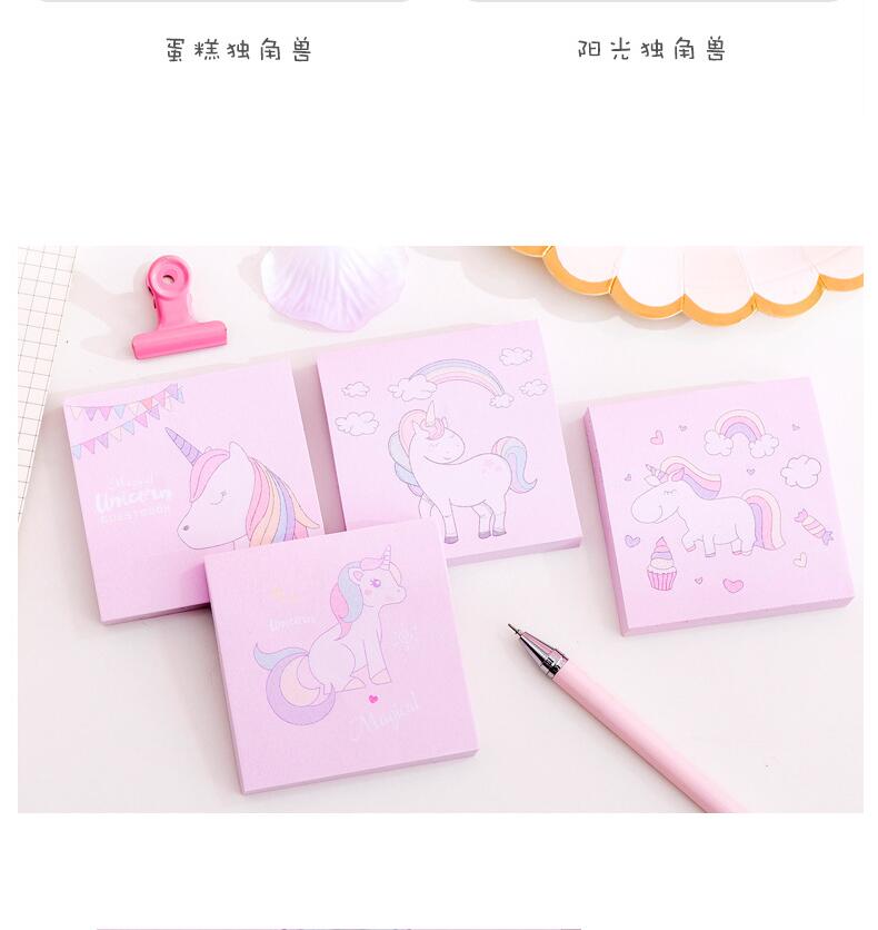 Japanese and Korean Creative New Cartoon Unicorn Square Notepad Sticky Notes Note Sticker Student Message Post-It Notes
