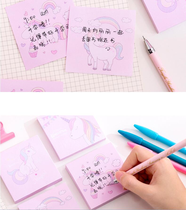 Japanese and Korean Creative New Cartoon Unicorn Square Notepad Sticky Notes Note Sticker Student Message Post-It Notes