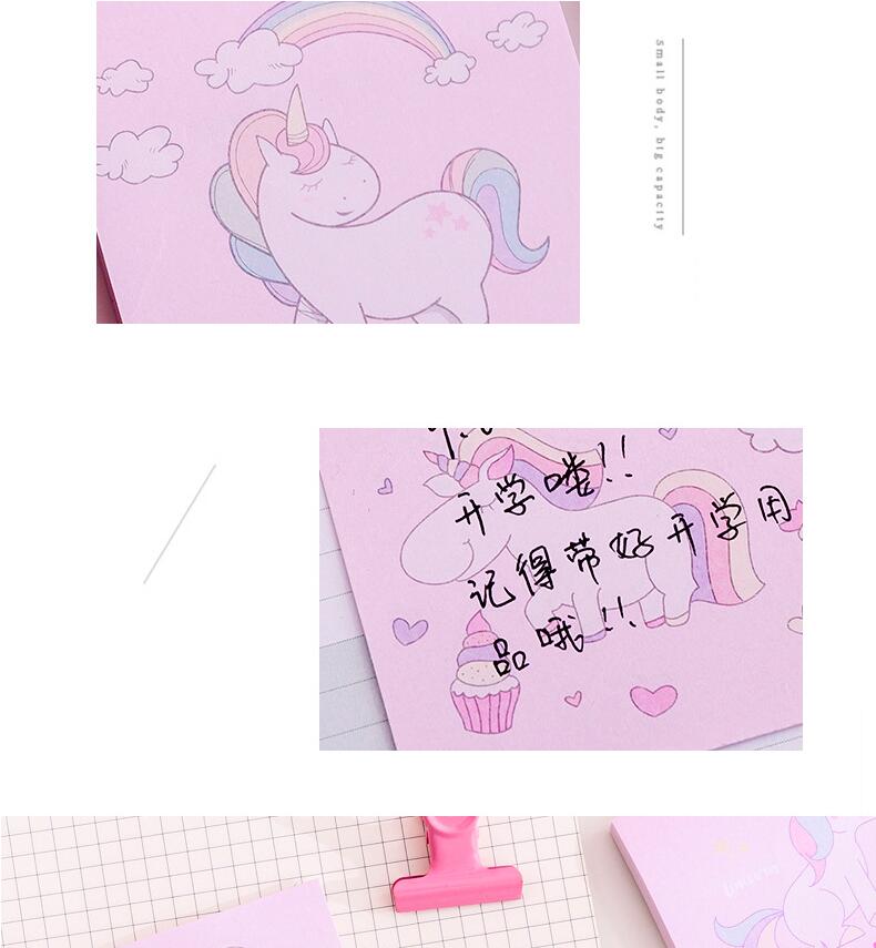 Japanese and Korean Creative New Cartoon Unicorn Square Notepad Sticky Notes Note Sticker Student Message Post-It Notes