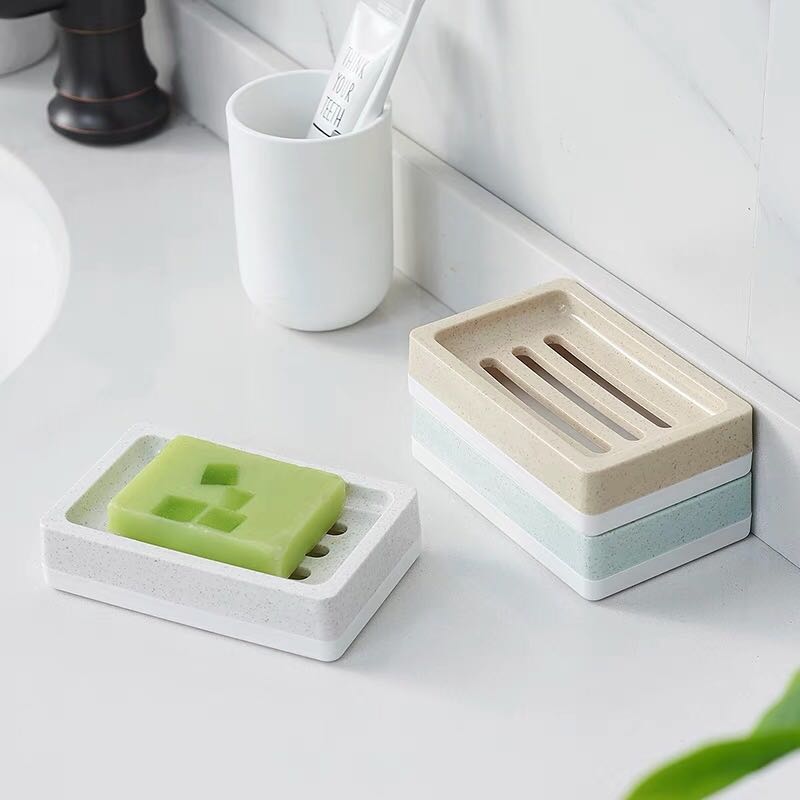 Wood Grain Soap Box New Portable Double-Layer Soap Holder Creative Drain Bathroom Rack Laundry Soap Box