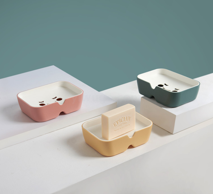 Blue Smiley Soap Box Soap Dish Soap Box Plastic Sanitary Ware Household Storage Box Soap Box Soap Box